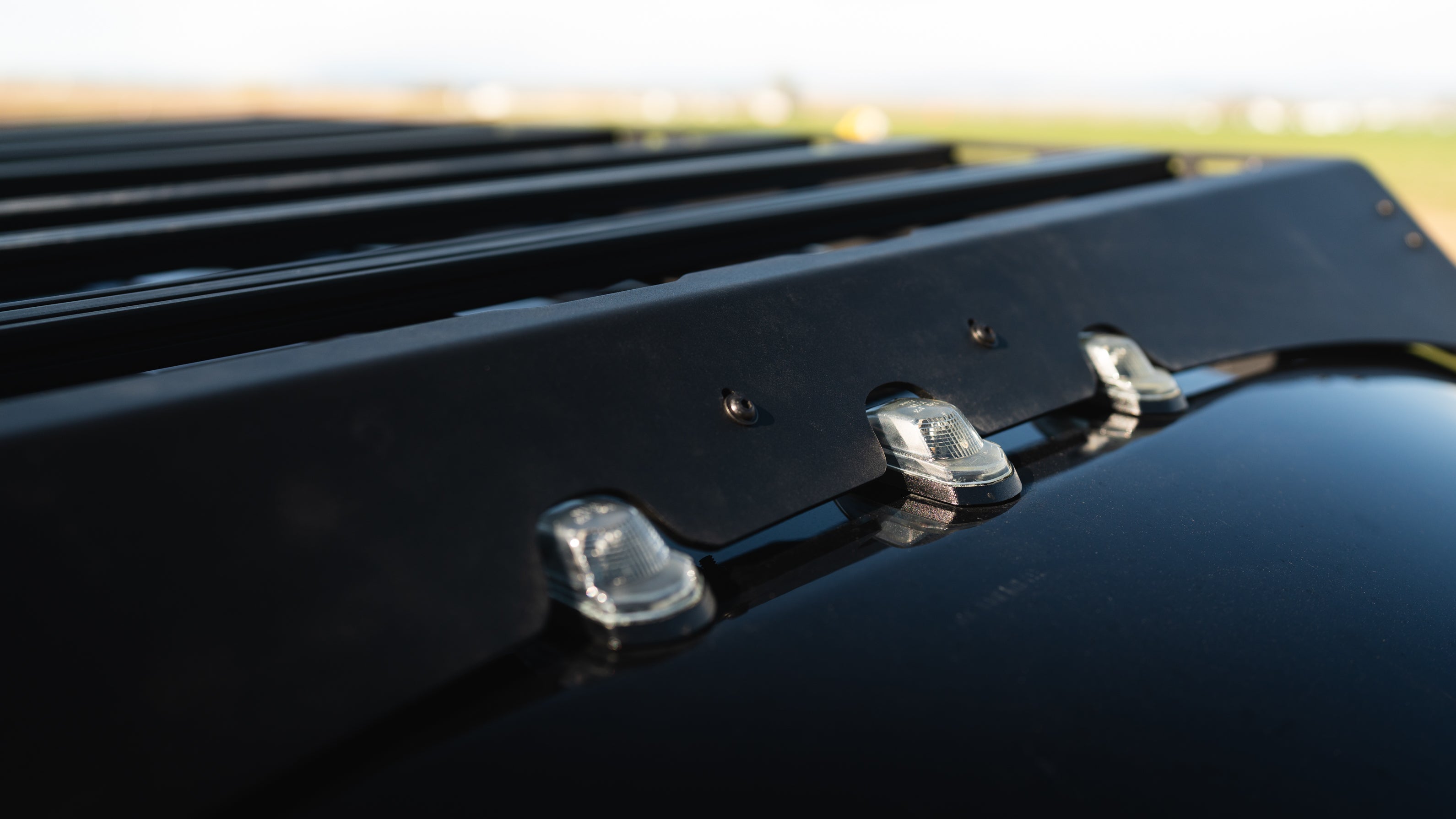 Ford F250/350/450/550 Roof Rack close up of wind fairing