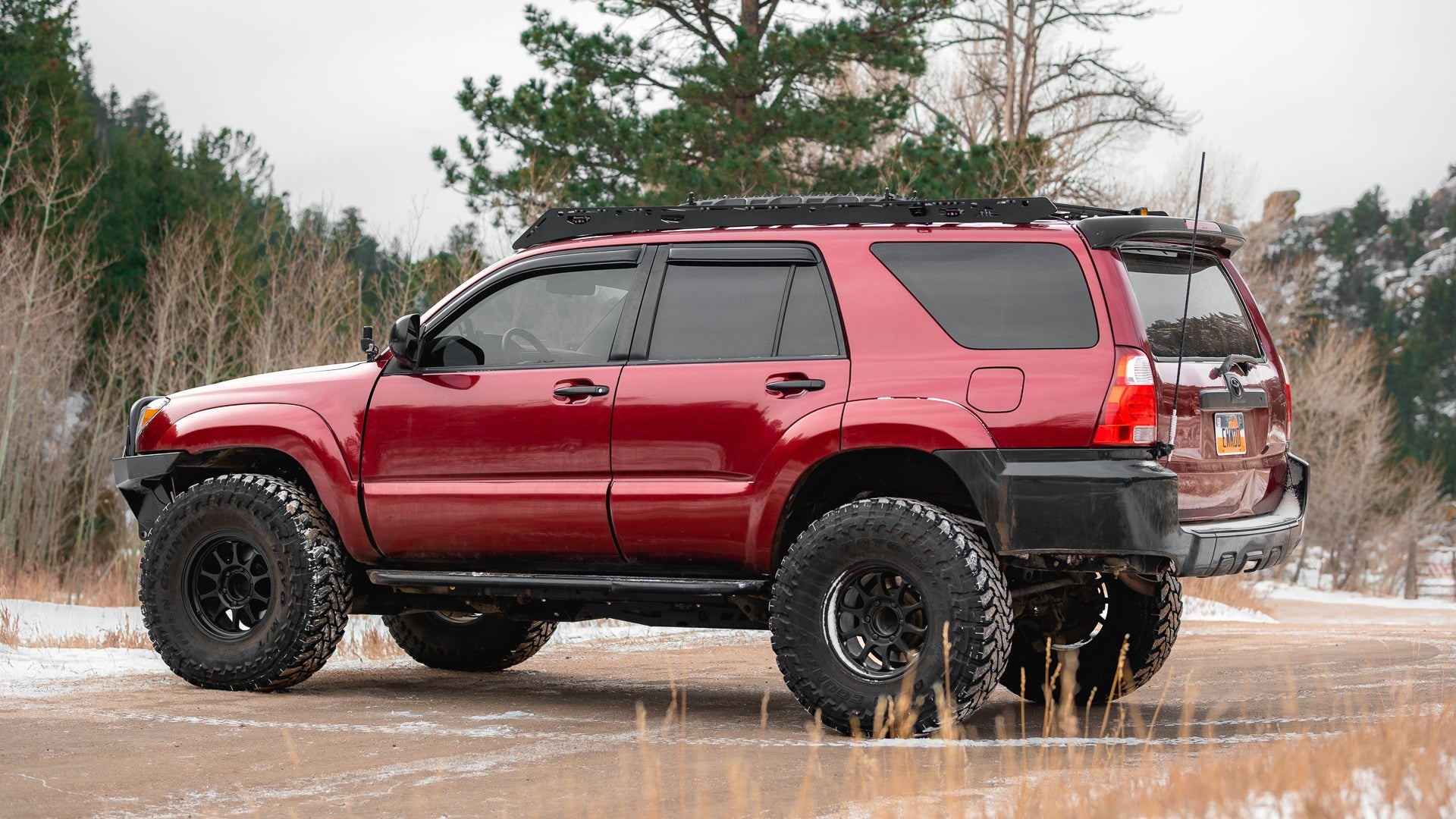 4th Gen Toyota 4Runner Roof Rack Side view of rack on vehicle outside