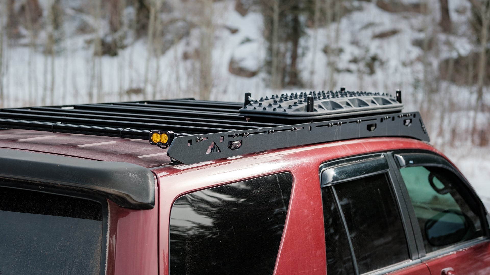 4th Gen Toyota 4Runner Roof Rack Rear corner view of rack on vehicle outside