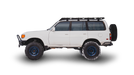 80 Series Landcruiser Roof Rack Side view of rack on vehicle on white background