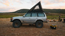 80 Series Landcruiser Roof Rack Side  view of rack with tent on vehicle at campsite