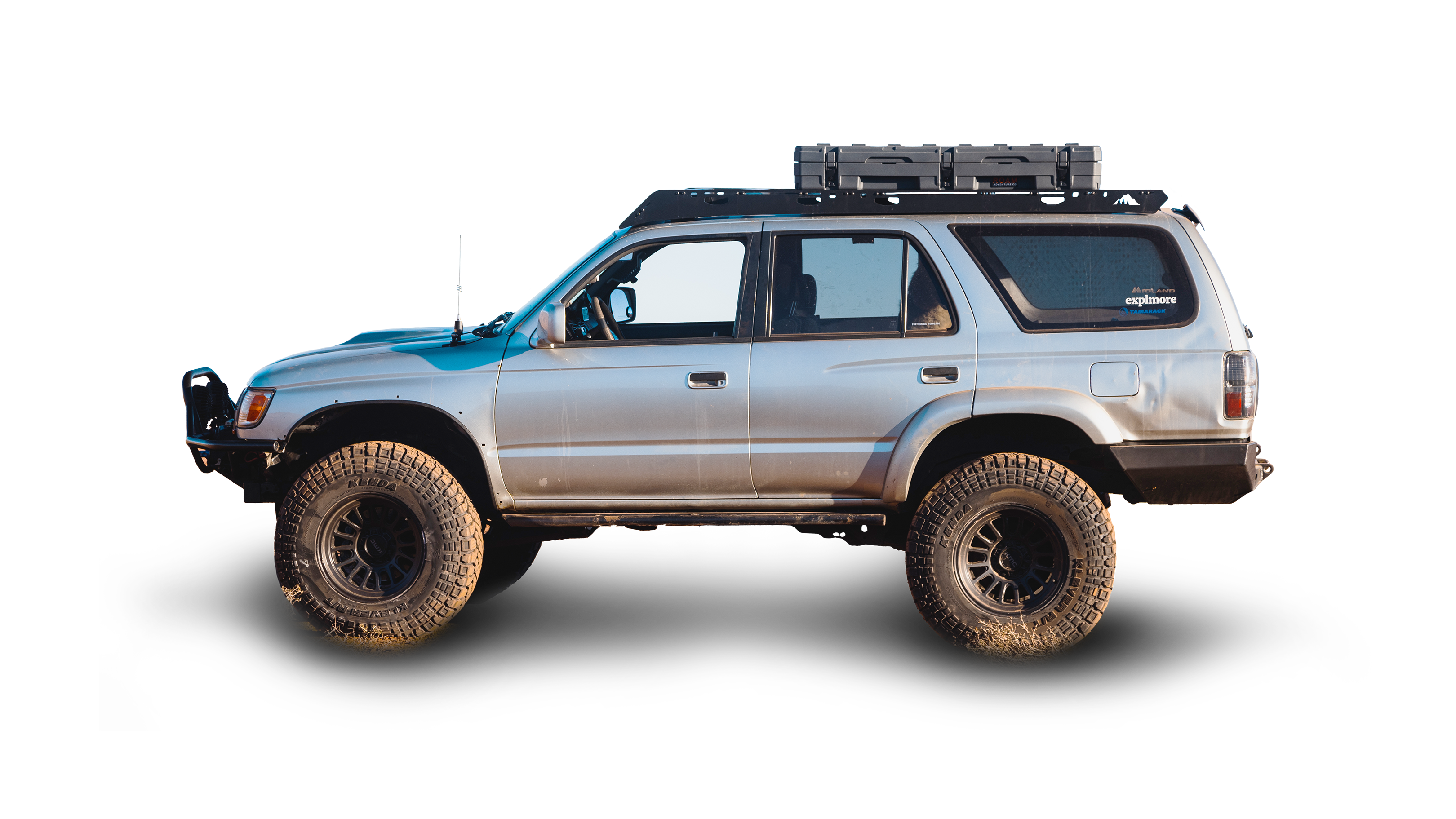 3rd Gen 4Runner Roof Rack Side view of rack on vehicle on white background