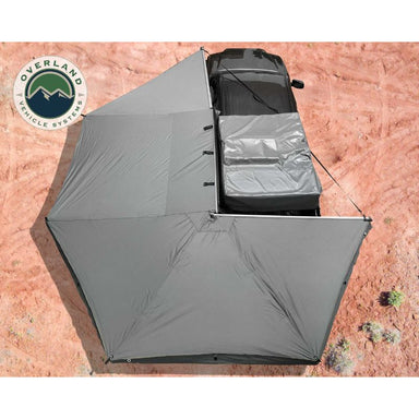 Overland Vehicle Systems Nomadic Awning 270 Driver Side - Dark Gray With Black Cover assembled top view