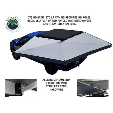Overland Vehicle Systems Nomadic LT 270 Awning & Wall 1, 2, & Mounting Brackets - Driverside side view assembled no poles required