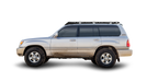 Toyota 100 Series Landcruiser Roof Rack Side view of rack on vehicle on white background