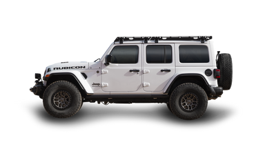 The Starlight (Jeep Wrangler JL Roof Rack) Side view of rack on jeep on white background