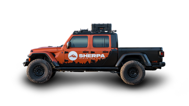 Jeep Gladiator Roof Rack Side view of rack on truck on white background