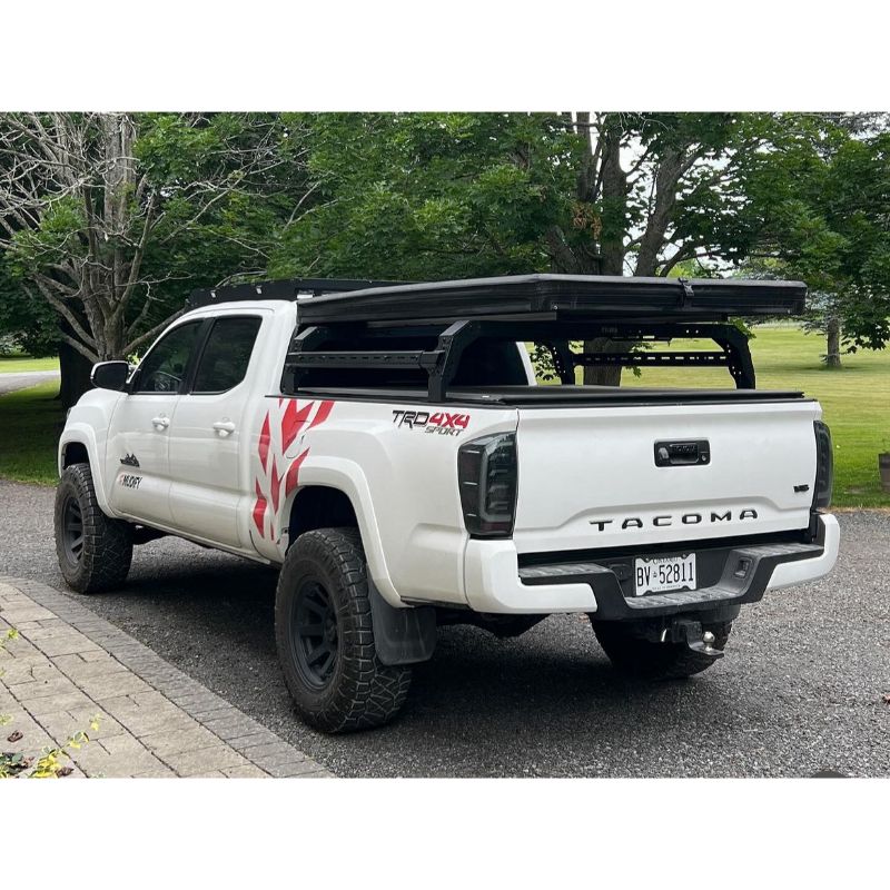 Toyota Tacoma SHIPROCK Mid Rack System Headache Rack TUWA PRO®️ rear view installed outside