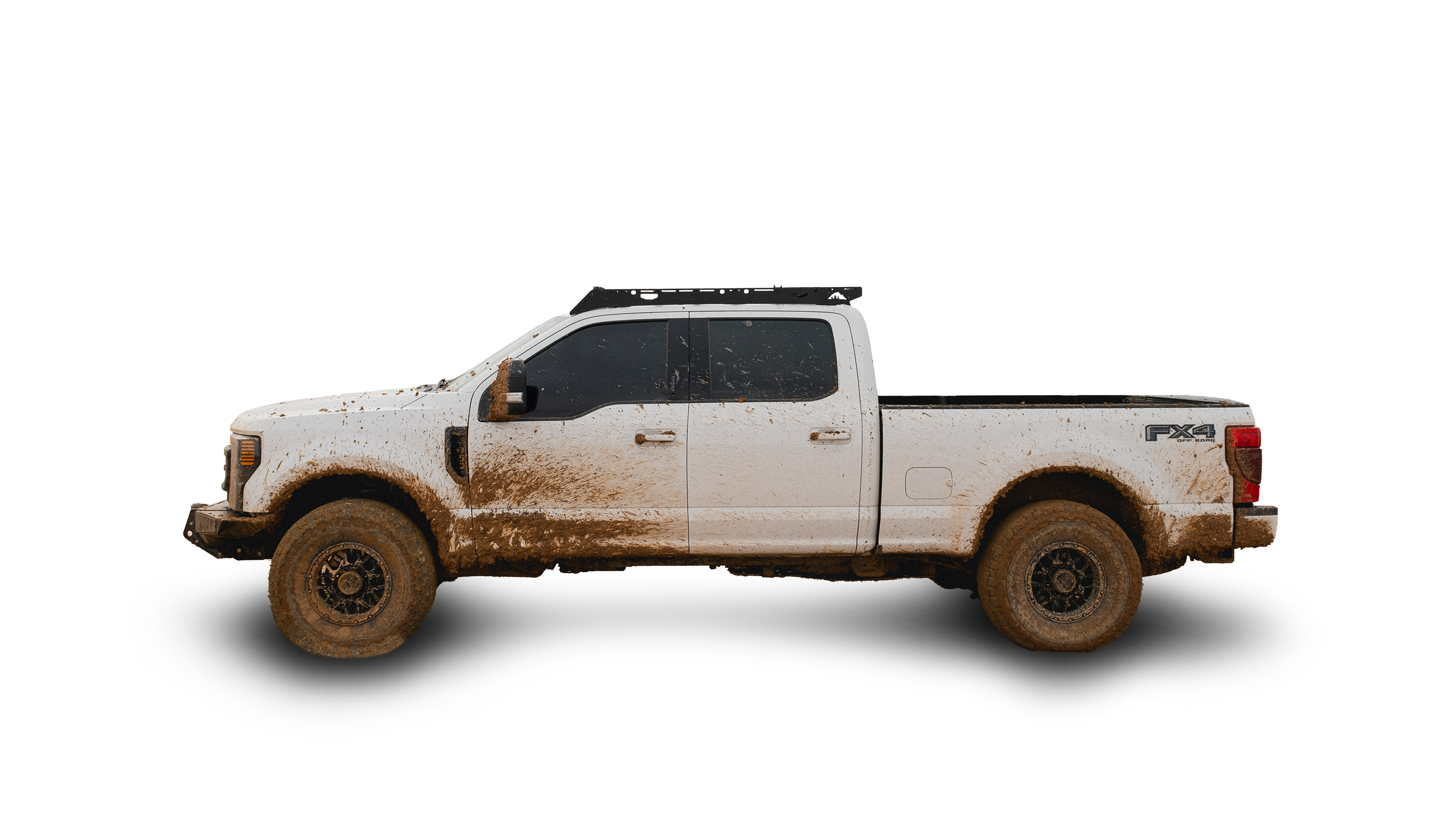 Ford F250/350/450/550 Roof Rack Side view of rack on vehicle on white background