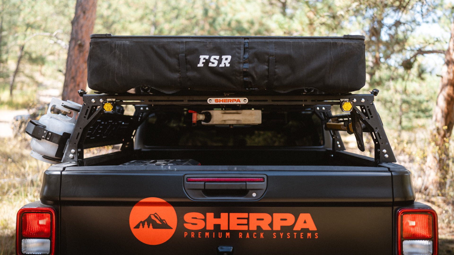 Sherpa Equipment Company Mid Height PAK System Bed Rack with rooftop tent