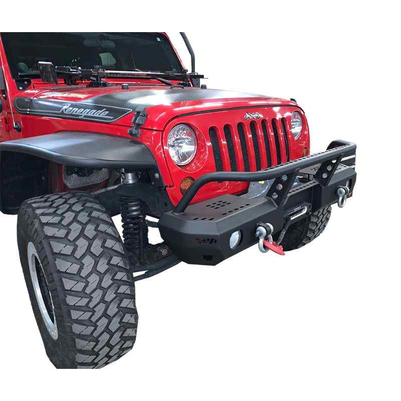 Warrior Products Jeep JK / JKU MOD Series Front Mid-Width Bumper with brush guard front right view