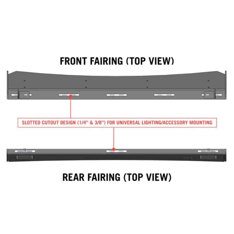 Backwoods Adventure Mods DRIFTR Roof Rack for Toyota 4Runner (5th Gen Two views showing front and rear fairing from top