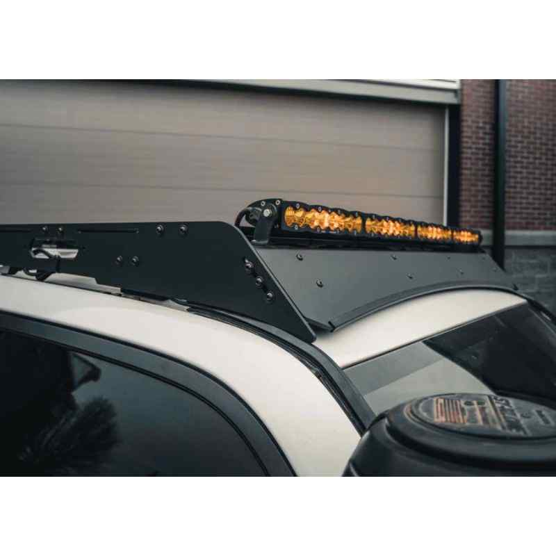 Backwoods Adventure Mods DRIFTR Roof Rack for Toyota 4Runner (5th Gen) Close up of light bar on roof rack on vehicle