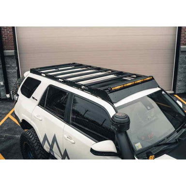 Backwoods Adventure Mods DRIFTR Roof Rack for Toyota 4Runner (5th Gen) Top angled view of roof rack on vehicle