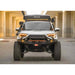 Backwoods Adventure Mods Hi-Lite Overland Front Bumper [PreRunner Bull Bar] for Toyota 4Runner (5th Gen) Front view of bumper attached to vehicle under bridge