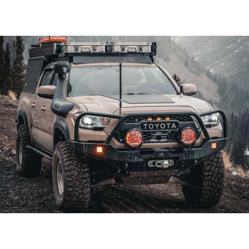 Backwoods Adventure Mods Hi-Lite Overland Front Bumper [Bull Bar] for Toyota Tacoma (3rd Gen) Moving Tacoma with bumper on trail