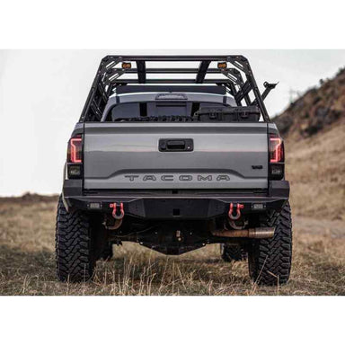Backwoods Adventure Mods Hi-Lite High Clearance Rear Bumper for Toyota Tacoma (3rd Gen) Rear view of bumper on Tacoma on trail