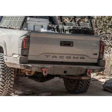 Backwoods Adventure Mods Hi-Lite High Clearance Rear Bumper for Toyota Tacoma (3rd Gen) Close up rear view of bumper on Tacoma