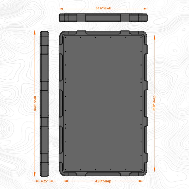 Badass Tents "RUGGED" Rooftop Tent (Universal Fit). Diagram of dimensions