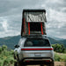 Badass Tents "RUGGED" Rooftop Tent (Universal Fit). Rear view of open tent on vehicle outside