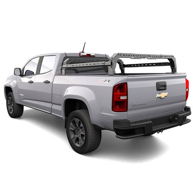 Chevy Colorado SHIPROCK Mid Rack System MIDRACK TUWA PRO®️  rear corner view installed on white background