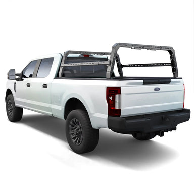 Ford F-150 4CX Series Shiprock Height Adjustable Bed Rack Truck Bed Cargo Rack System TUWA PRO®️ rear view installed on white background