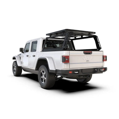 Front Runner Pro Bed Rack Kit for Jeep Gladiator (2019-Current) rear angled view on jeep on white background