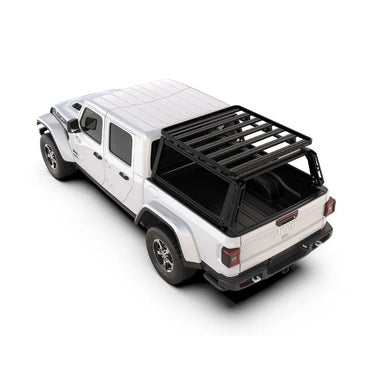 Front Runner Pro Bed Rack Kit for Jeep Gladiator (2019-Current) top angled view on jeep on white background