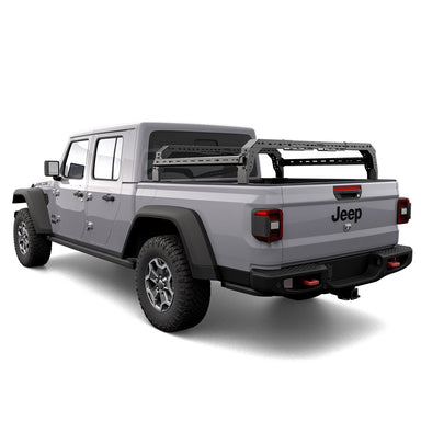 Jeep Gladiator SHIPROCK Mid Rack System MIDRACK TUWA PRO®️ rear corner view installed on white background
