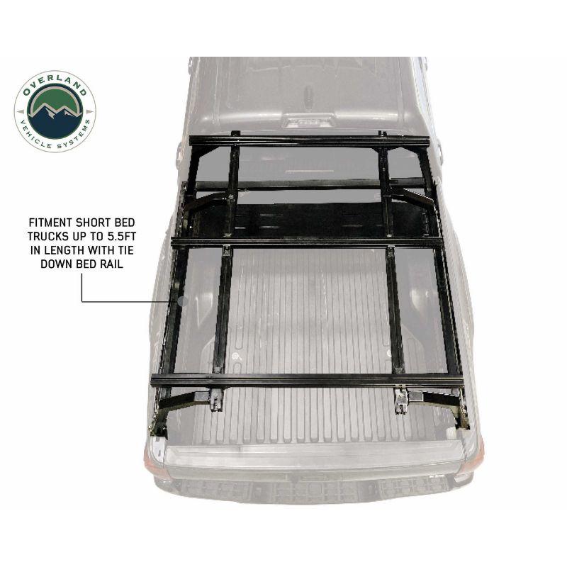 Overland Vehicle Systems Discovery Rack - Mid Size Truck Short Bed Application top view installed on truck on white background