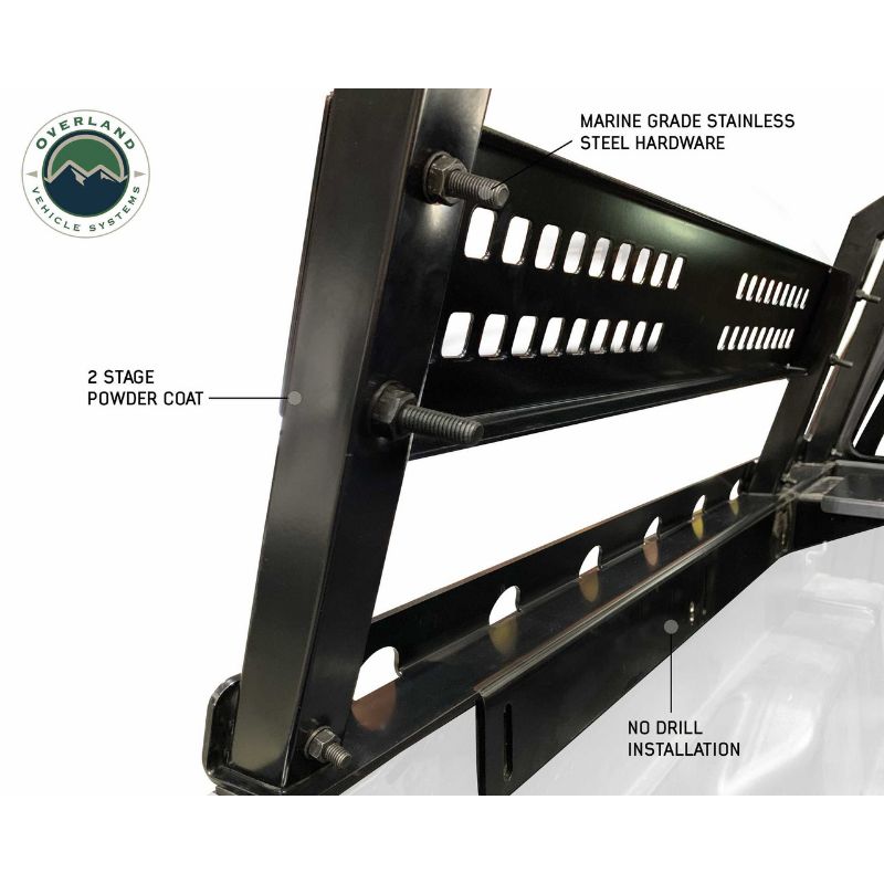 Overland Vehicle Systems Discovery Rack - Mid Size Truck Short Bed Application close up of finish on white background