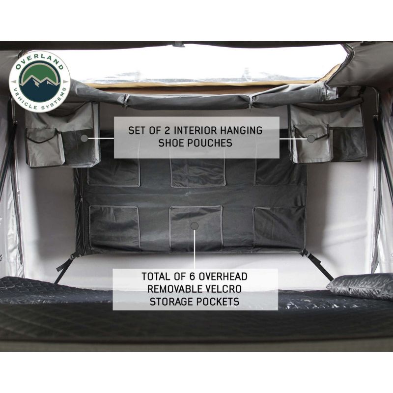 Overland Vehicle Systems Bushveld Hard Shell Roof Top Tent - 4 Person Interior storage pockets