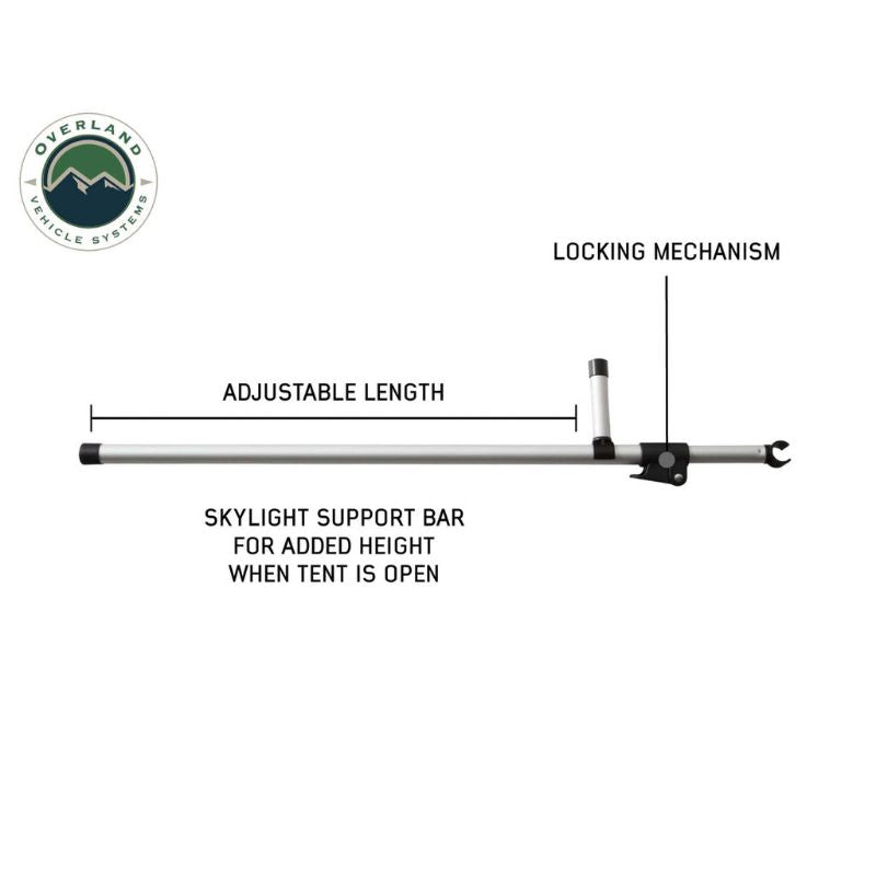 Overland Vehicle Systems Bushveld Hard Shell Roof Top Tent - 4 Person Close up of skylight support bar