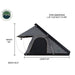 Overland Vehicle Systems Mamba III Hard Shell Roof Top Tent Side view of tent showing dimensions on white background