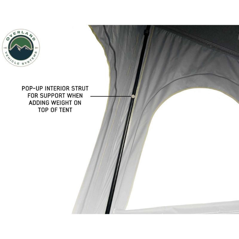 Overland Vehicle Systems Mamba III Hard Shell Roof Top Tent View of pop-up strut for extra support