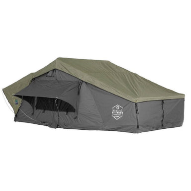 Overland Vehicle Systems Nomadic 3 Extended Roof Top Tent  Open tent on white background