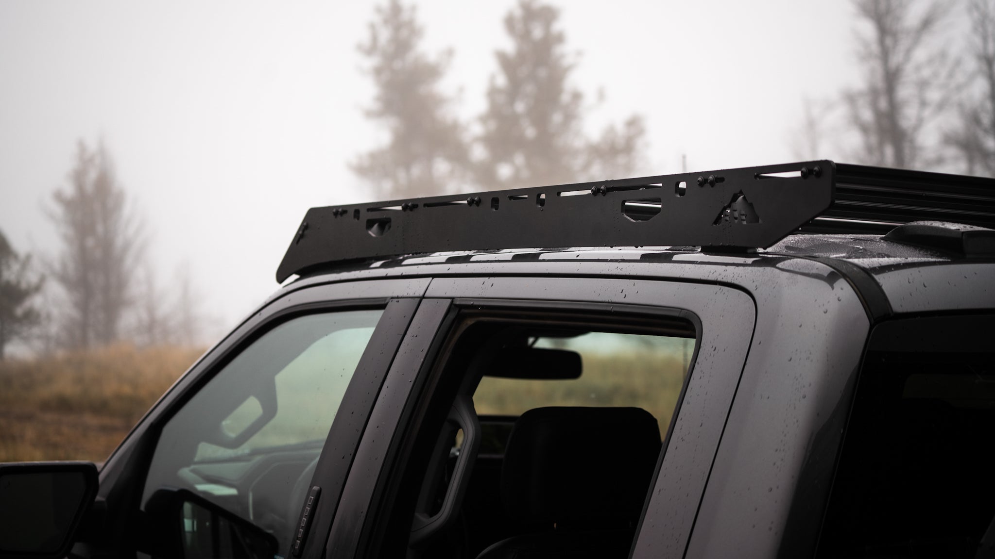 Ford F150 Roof Rack Side rear view of rack on vehicle outside