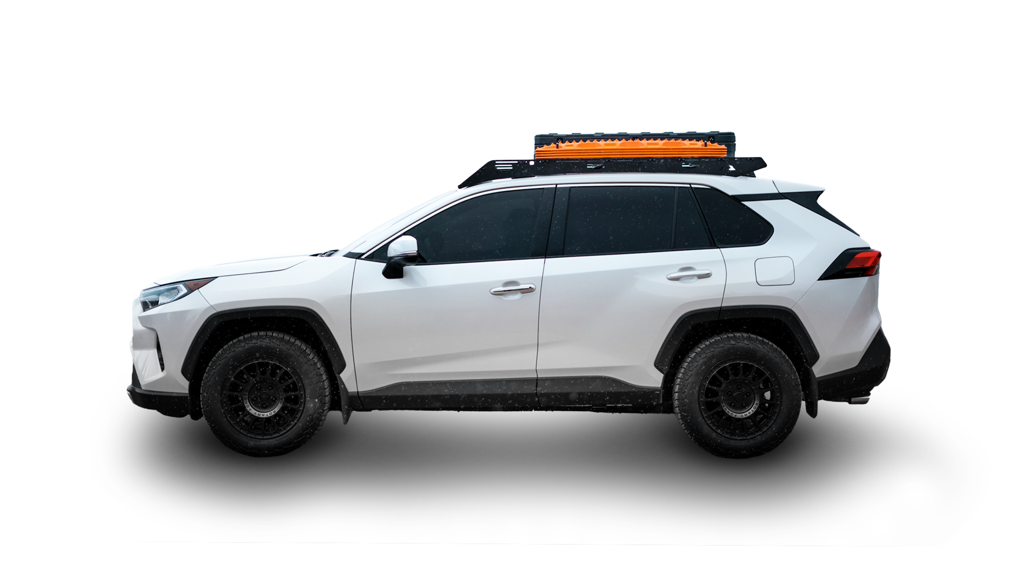 Toyota Rav4 Roof rack  Side view of rack on vehicle on white background