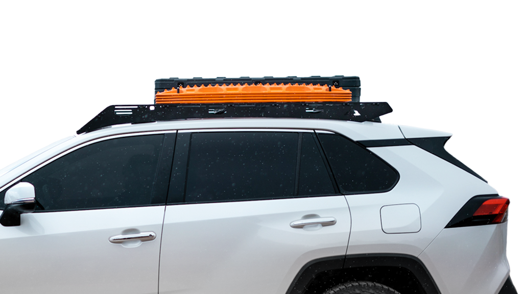 Toyota Rav4 Roof Rack Side close view of rack on vehicle on white background