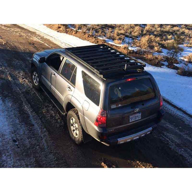 Front Runner Toyota 4Runner (4th Gen) Slimline II Roof Rack Kit Top view of Roof rack on vehicle on trail