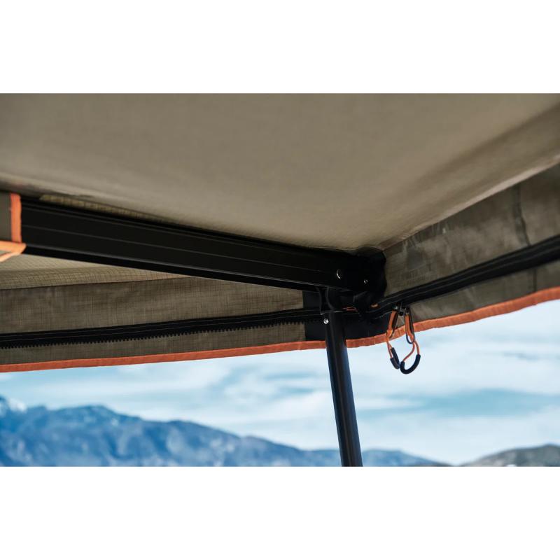 Tuff Stuff Overland 270 Degree Awning, Compact, Driver Side, C-Channel Aluminum, Olive close up of support pole