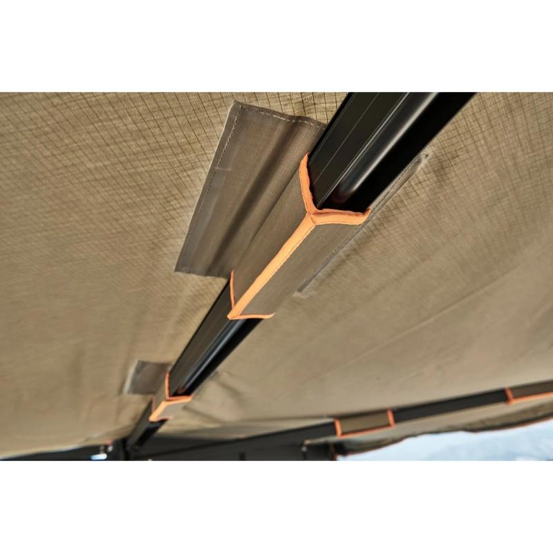 Tuff Stuff Overland 270 Degree Awning, Compact, Driver Side, C-Channel Aluminum, Olive close up of support