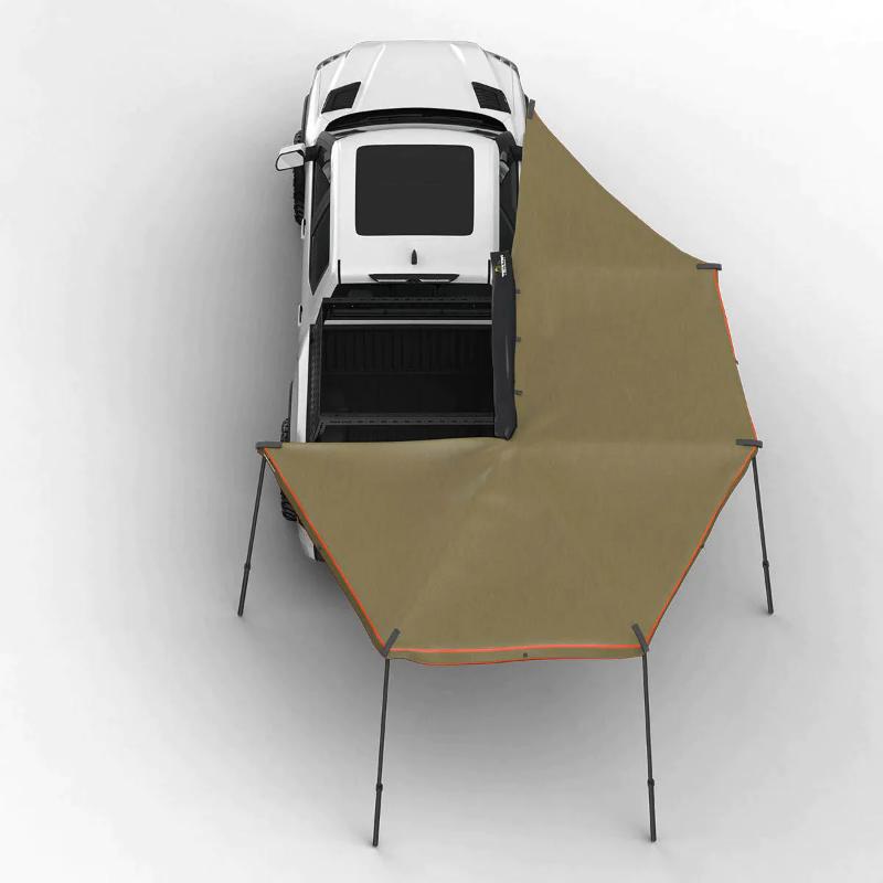 Tuff Stuff Overland 270 Degree Awning, XL, Passenger Side, C-Channel Aluminum, Olive assembled on white background