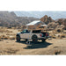 Tuff Stuff Overland Trailhead Soft Shell Rooftop Tent (2 Person). Rear view of open tent on vehicle with ladder