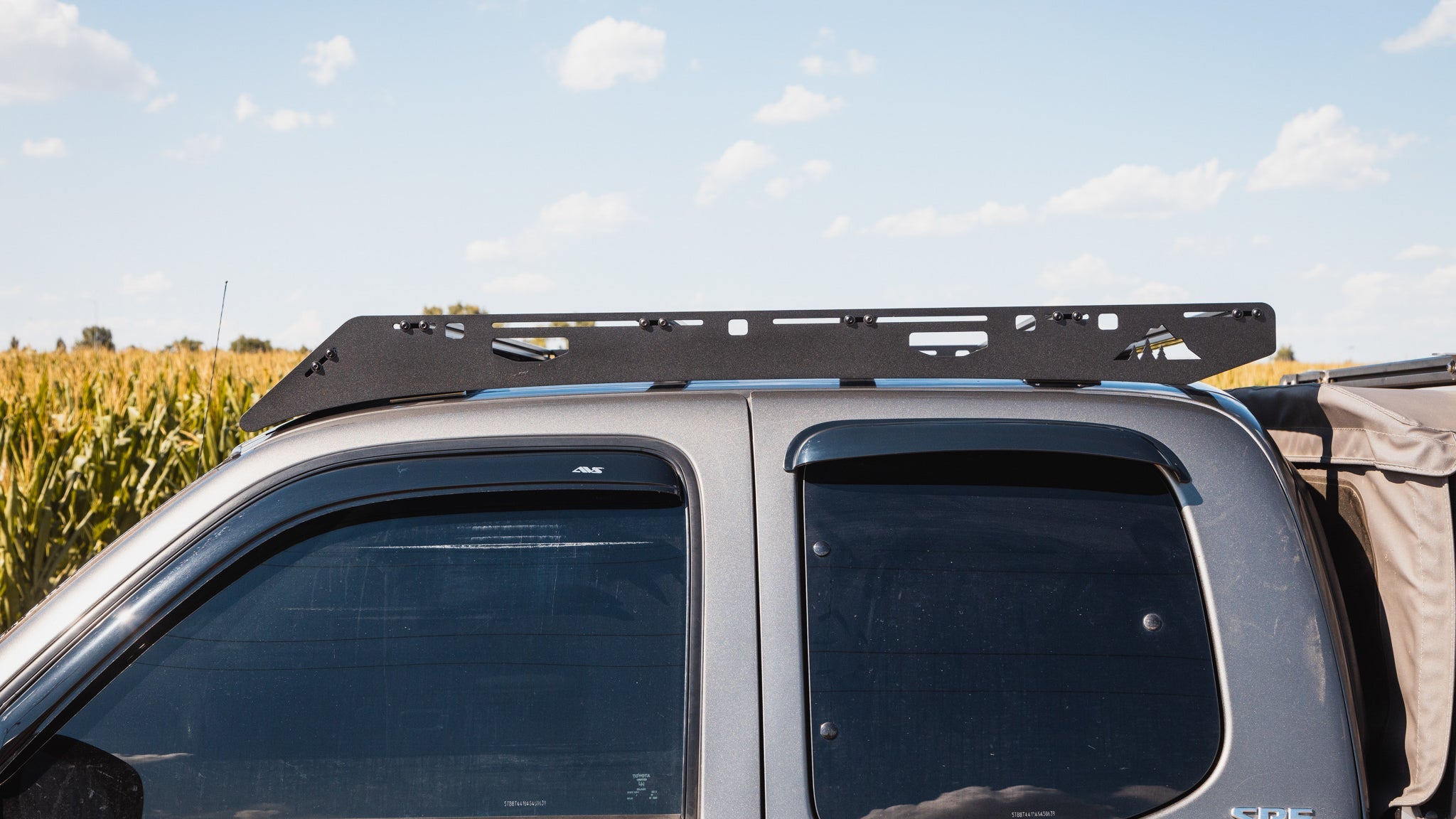 1st Gen Toyota Tundra Roof Rack Eye level side view of rack on vehicle outside