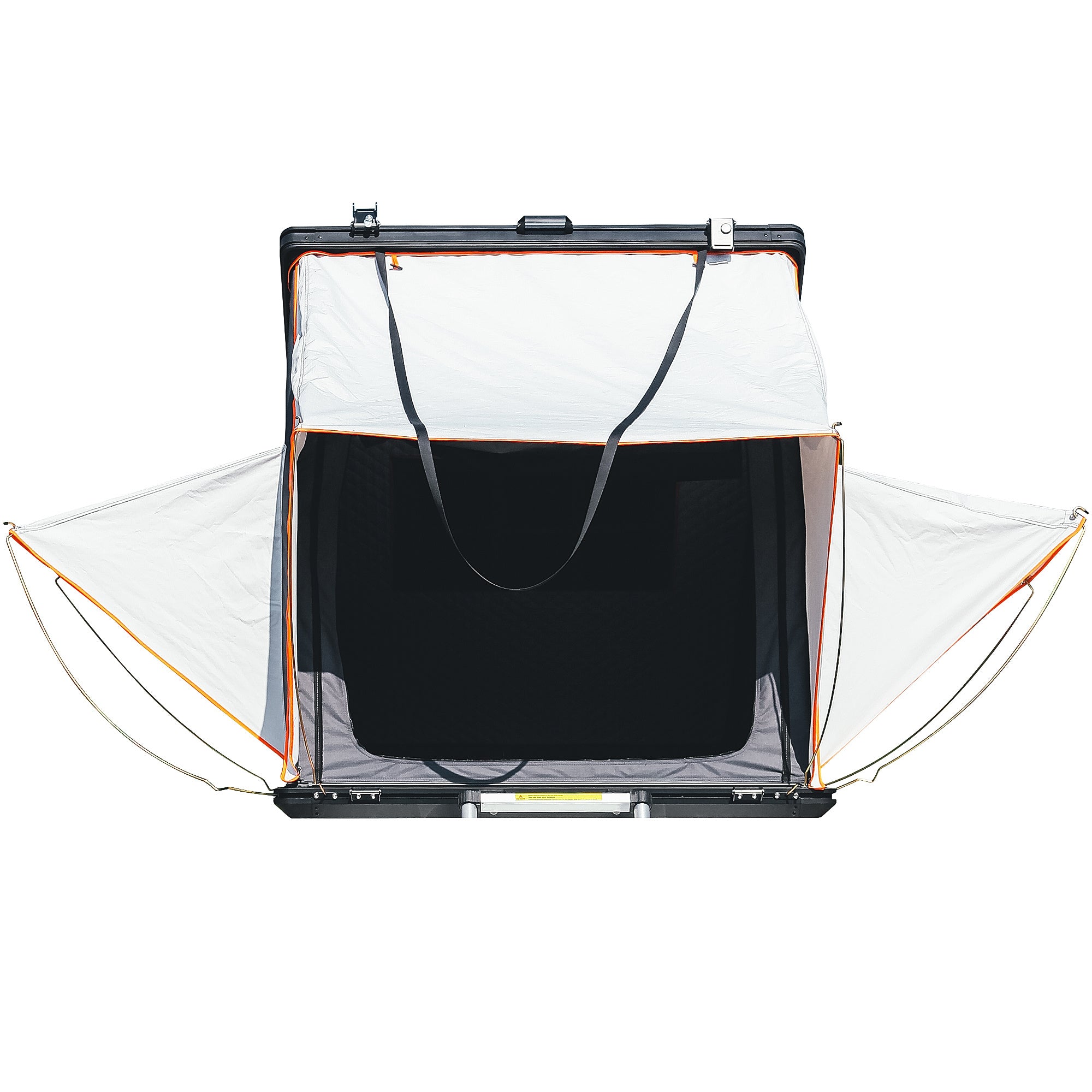 Trustmade Scout Pro Series - Triangular Hard Shell Rooftop Tent open on white background rear 2