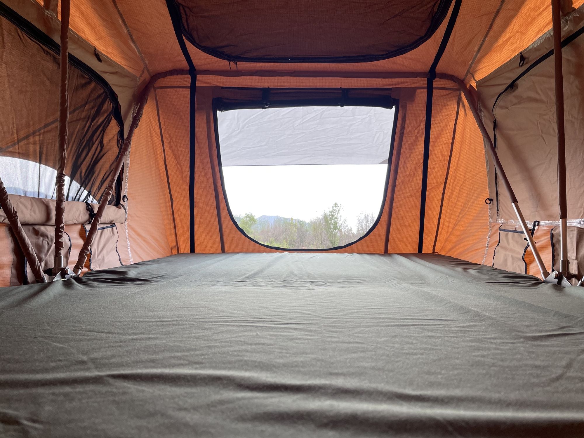 Trustmade Wander Pro Series - Extended Size Soft Shell Rooftop Tent-Soft Shell Rooftop Tent-Trustmade-Beige & Orange interior-Car Camp Pro